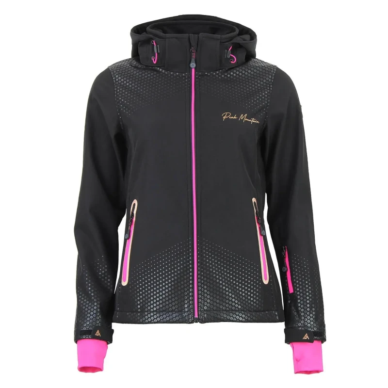 Image of Womens zip-up hooded fleece jacket Peak Mountain Softshell Noir Female L