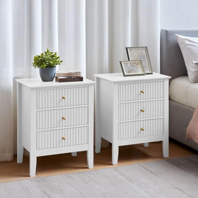 Image of Melody Maison Pair Of 3 Drawer Bedside Tables - Hales White Range White