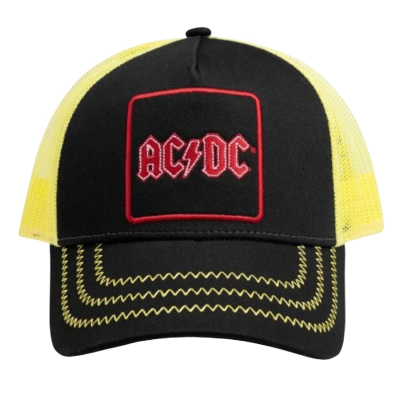 Image of Amplified Womens AC DC Trucker Cap in Black Female One Size
