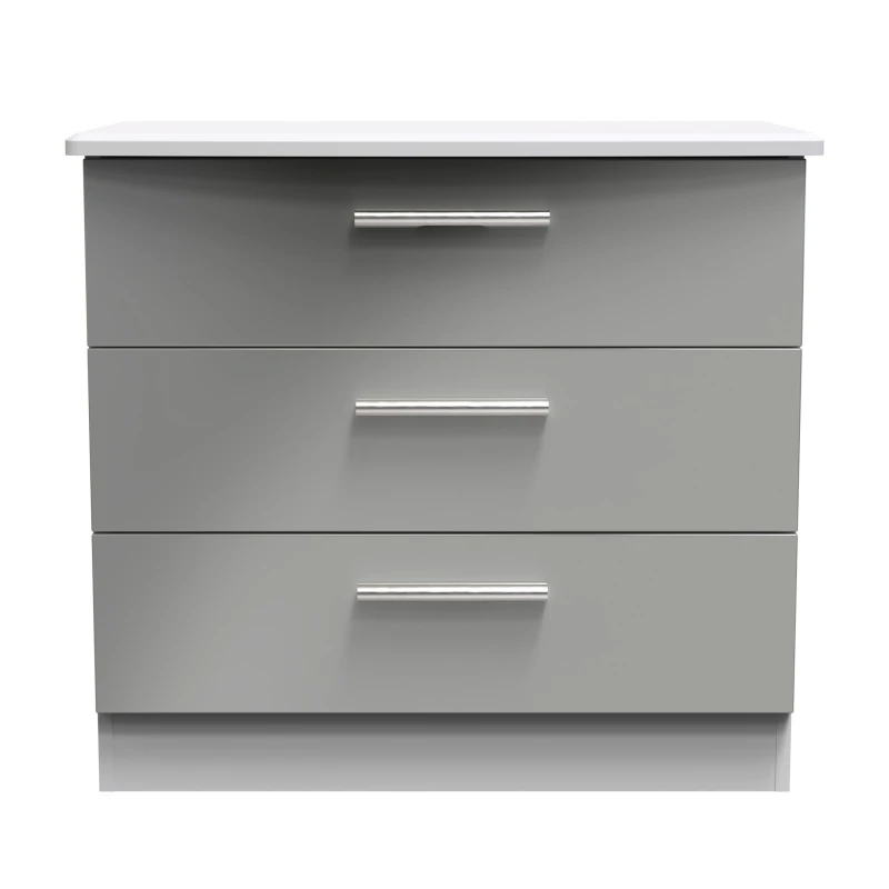 Image of Harrow 3 Drawer Chest In Grey Gloss (Ready Assembled)