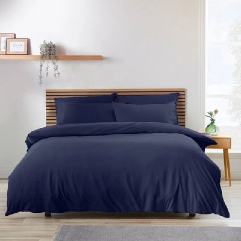 Image of Catherine Lansfield So Soft Easy Iron Duvet Cover Bedding Set Navy Blue