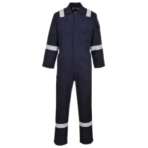 Image of Biz Flame Mens Flame Resistant Super Lightweight Antistatic Coverall Navy Blue Extra Large 32"
