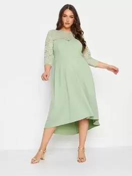 Image of Yours Lace High Low Dress, Green, Size 18, Women