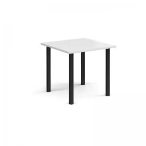 Image of Rectangular Black radial leg meeting table 800mm x 800mm - white
