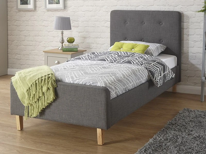 Image of GFW Ashbourne Grey Fabric Bed Frame - 3ft Single