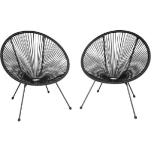 Image of Tectake - Garden chairs in retro design (set of 2) - dining chairs, egg chairs, bedroom chairs - Black - black