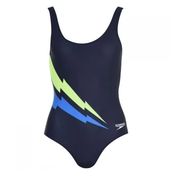 Image of Speedo U Back Swimsuit Ladies - Navy/Yellow