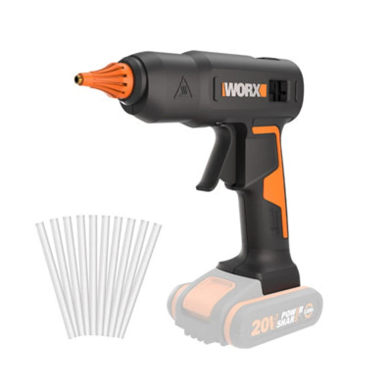 Image of Worx 20V Cordless 200C Hot Glue Gun With 10X Glue Sticks (Bare Tool) Wx045.9