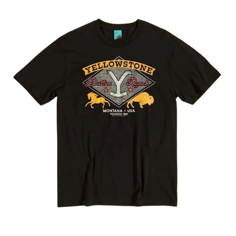 Image of Yellowstone Mens Dutton Ranch Brand T-Shirt in True Black Size: Medium True Black Male M