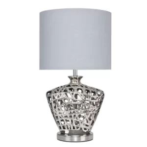 Image of Kalvin Table Lamp in Silver with Grey Shade