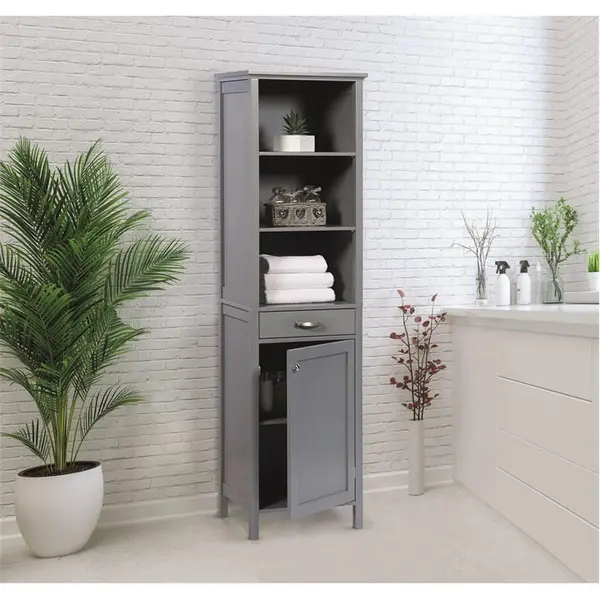 Image of Greenhurst Tall Storage Cabinet - Grey One Size