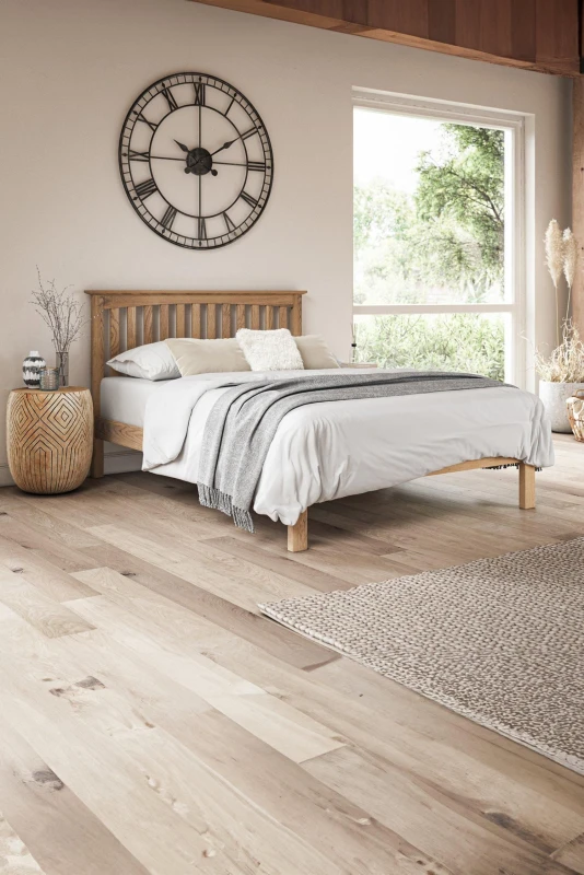 Image of Slumberworx Dunkeld Solid Wooden Oak Bed Frame - Low Footboard - Shaker Style -King, Brown 5.05574E+12