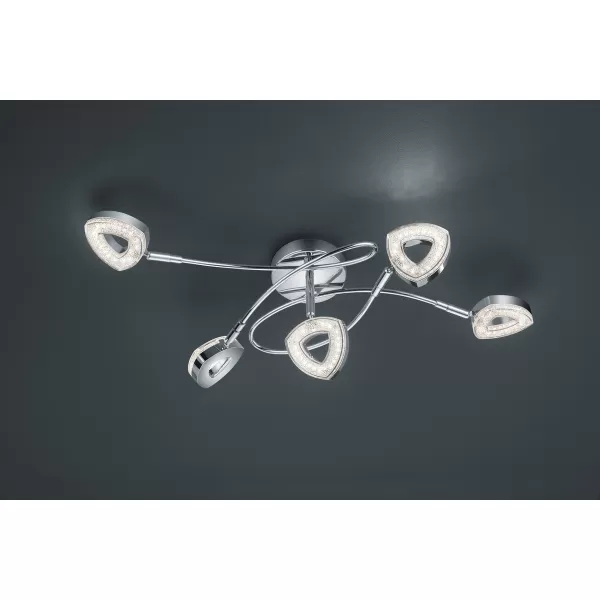 Image of Tours Modern 5 Light Multi Arm Semi Flush Ceiling Lamp Chrome 3000K