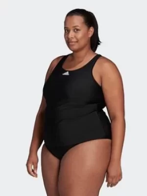Image of adidas Sh3.ro 3-stripes Tankini Top (plus Size), Black/White, Size 2X, Women