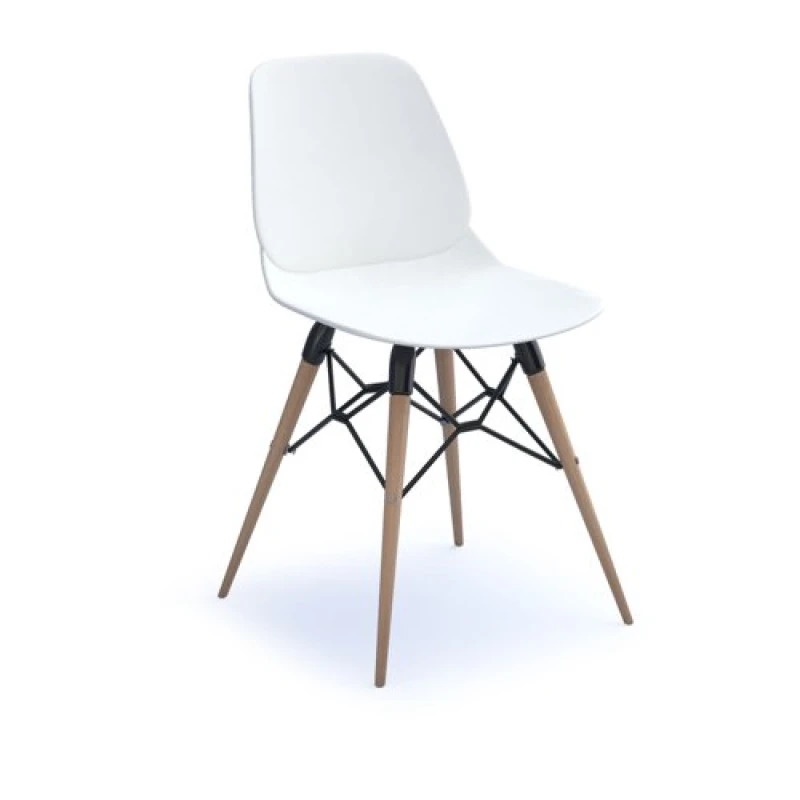 Image of Strut Multi - Purpose Chair with Oak Frame and Black Detailing - White