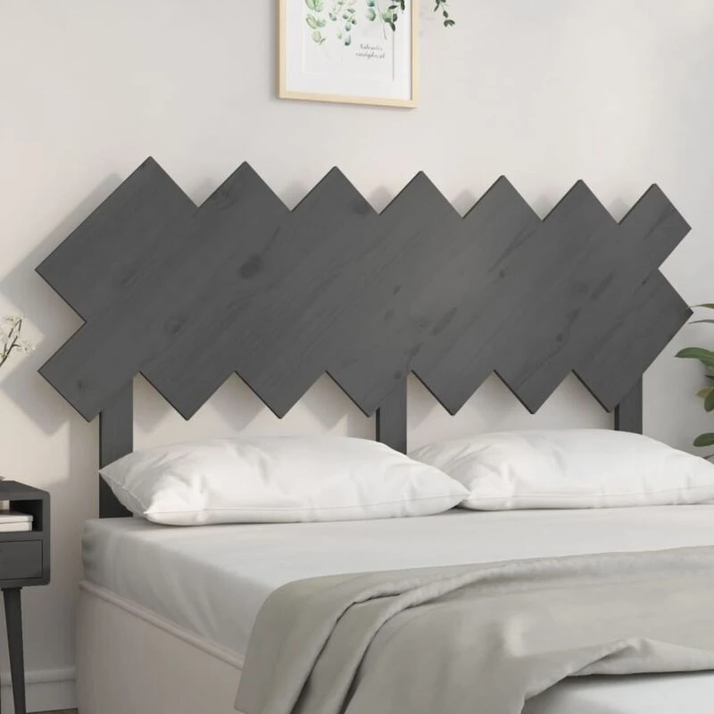 Image of Vidaxl Bed Headboard Grey 141X3X80.5cm Solid Wood Pine, Grey 819222