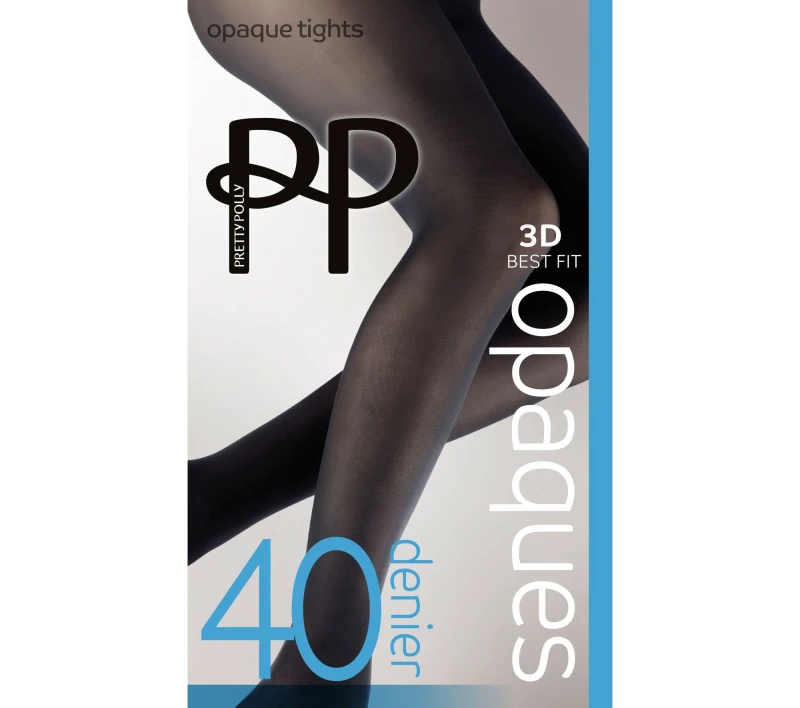 Image of Pretty Polly Womens Premium Opaques 40 Denier 3D Tights - Black Size: S/M Black Female S/M