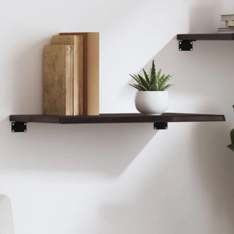 Image of Vidaxl Wall Shelf Dark Grey 60X30X2cm Treated Solid Wood Oak, Brown 363764