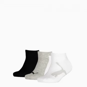 Image of PUMA Kids Bwt Sneaker - Trainer Socks 3 Pack, White/Grey/Black, size 12-1.5, Clothing