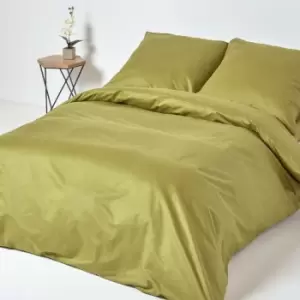 Image of Olive Green Continental Egyptian Cotton Duvet Cover Set 1000 Thread Count, 240 x 220cm - Olive Green - Olive Green - Homescapes