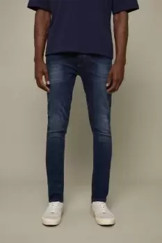 Image of Mens Super Skinny Mid Blue Jeans