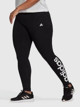 Image of Adidas Linear Leggings (Plus Size) - Black/White