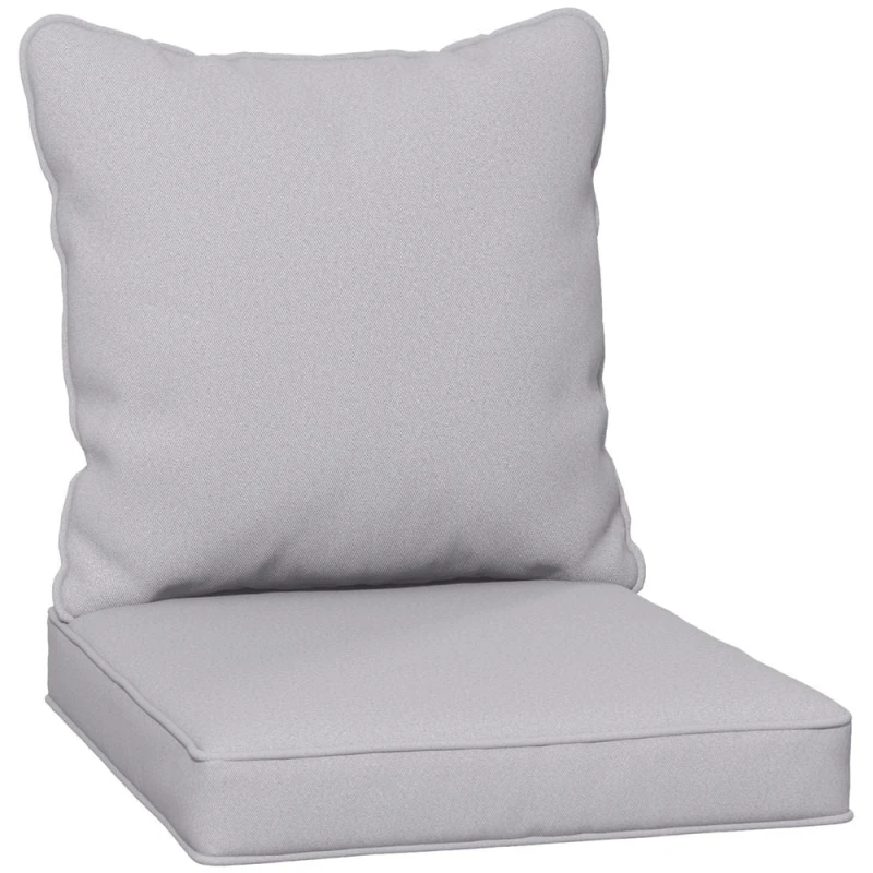 Image of Outsunny One Piece Outdoor Back and Seat Cushion for Garden, Light Grey 84G-236V70LG