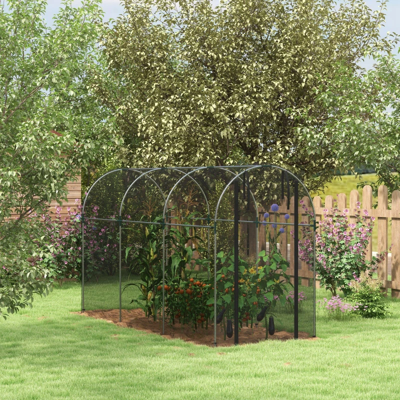 Image of Outsunny Fruit Cage - Plant Protection Tent - 1.2 x 3.6 x 1.9m - Black TJ Hughes Green 5061025087822