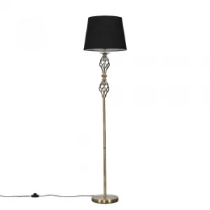 Image of Pembroke Antique Brass Twist Floor Lamp with Black Aspen Shade