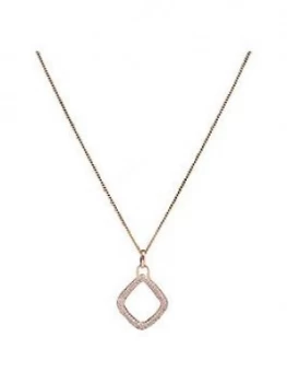 Image of Simply Silver Sterling Silver 925 14Ct Rose Gold Diamond Open Pendant