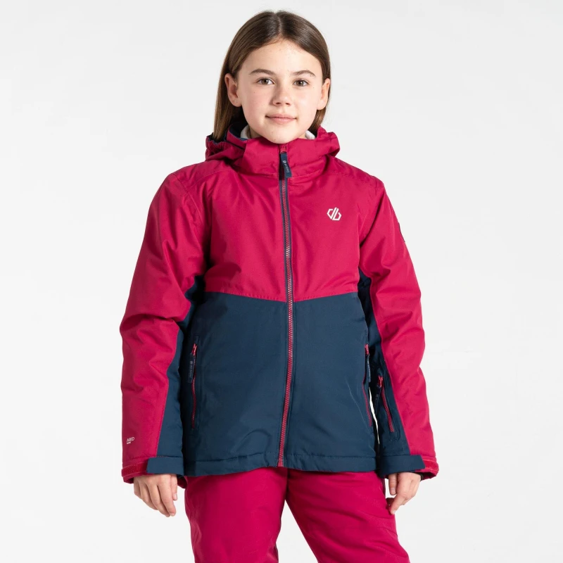 Image of Dare 2B Girls ImposeI V Waterproof Breathable Ski Jacket 7-8 Years - Chest 63-67cm (Height 122-128cm) Berry Pink/Moonlight Denim DKP435G-0M9-7