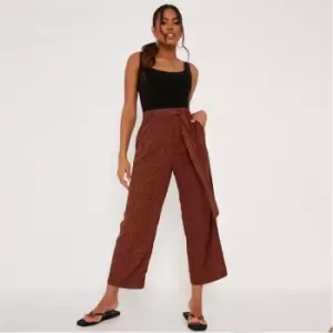 Image of I Saw It First Animal Print Belted Wide Leg Trousers - Brown