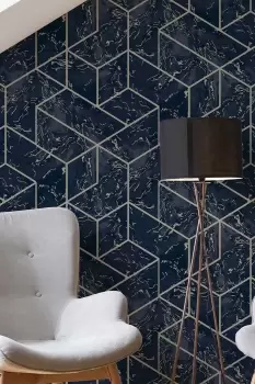 Image of Superfresco Colours Hestia Geo Midnight Wallpaper