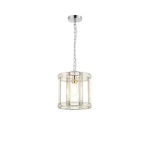 Image of Vestal Round Drum Ceiling Pendant, Semi Ceiling Lamp, E27, Polished Nickel