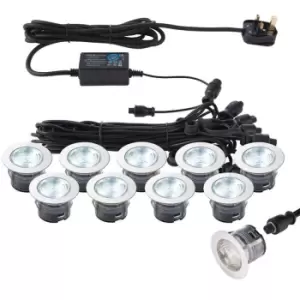 Image of IP67 Outdoor Decking Plinth Lights 10x 45mm Colour Changing Daylight Blue Lamp