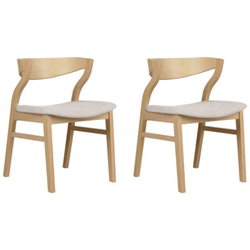 Image of Beliani Set Of 2 Dining Chairs Maroa Wood Beige