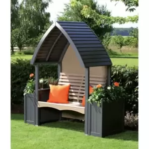 Image of AFK Cottage Arbour Wooden Garden Seat Chair Charcoal Grey & Nutmeg Cream