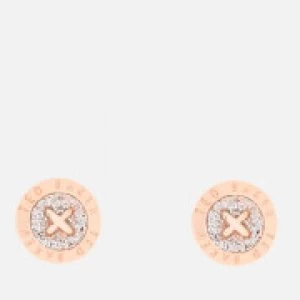 Image of Ted Baker Womens Eisley Enamel Mini Button Earrings - Rose Gold/Silver Glitter - Rose Gold