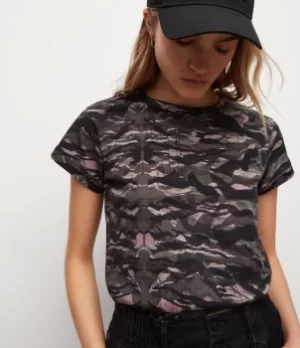 Image of AllSaints Womens Oniyuri Anna T-Shirt, Khaki Green, Size: 4