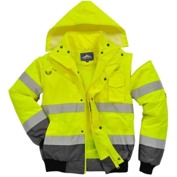Image of Portwest - C465YGYS - sz S Hi-Vis Contrast Bomber Jacket - Yellow/Grey