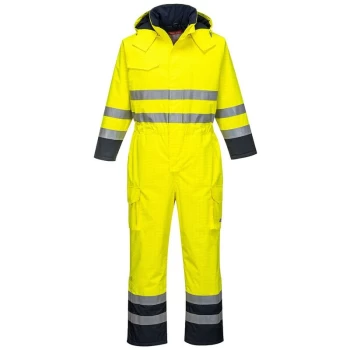 Image of Portwest - S775YNRS - sz S Bizflame Rain Hi-Vis Multi Coverall - Yellow/Navy