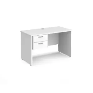 Image of Office Desk Rectangular Desk 1200mm With Pedestal White Top And Panel End Leg 600mm Depth Maestro 25