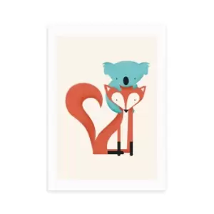 Image of East End Prints Fox and Koala Print Orange/Blue