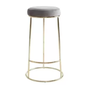 Image of Olivia's Minerva Tall Bar Stool in Grey Velvet & Gold