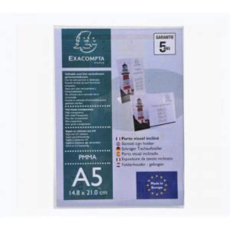 Image of Exacompta Slanted Sign Holder Portrait A5 Clear Acrylic 85058D