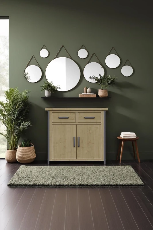 Image of FWStyle FWStyle 2 Door 2 Drawer Small Solid Pine Sideboard in Brown Brown One Size Unisex 5056413124128