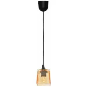 Image of Helam Lighting - Helam Santos Dome Pendant Ceiling Light Black, Amber 10cm