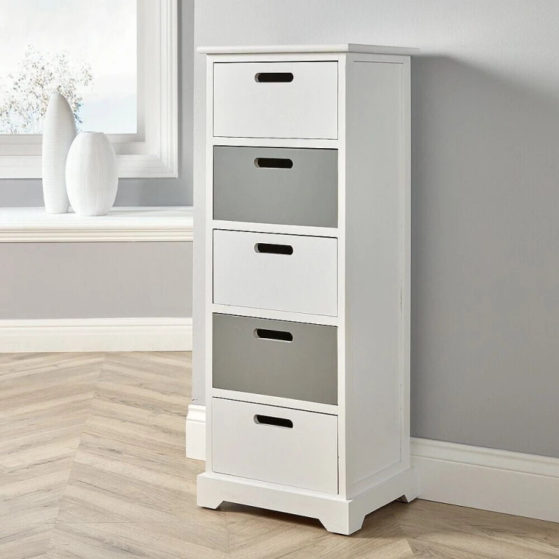 Image of Home Source Ullswater 5 Drawer Chest Storage Unit White