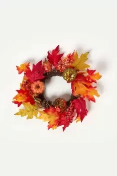 Image of Orange Autumn Wreath with Pumpkins