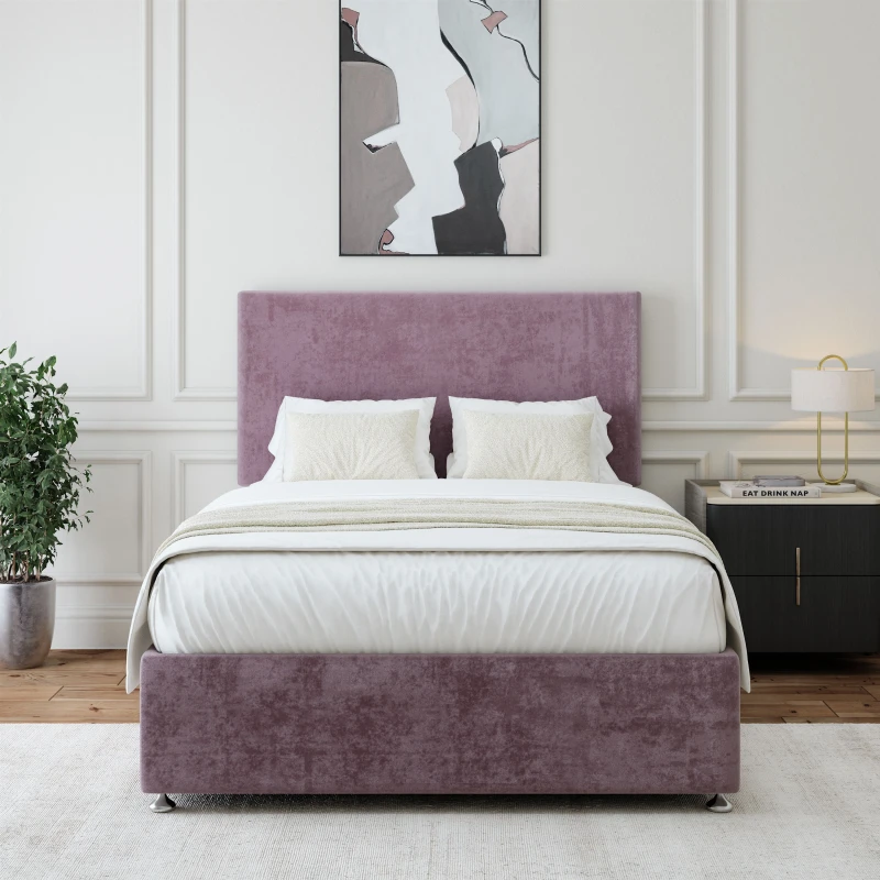 Image of Bedmaster Bedmaster Luxury Velvet 2 Drawer Divan Base And Plain Headboard in Mauve Size: Super King Mauve Super King Unisex 7867867785760